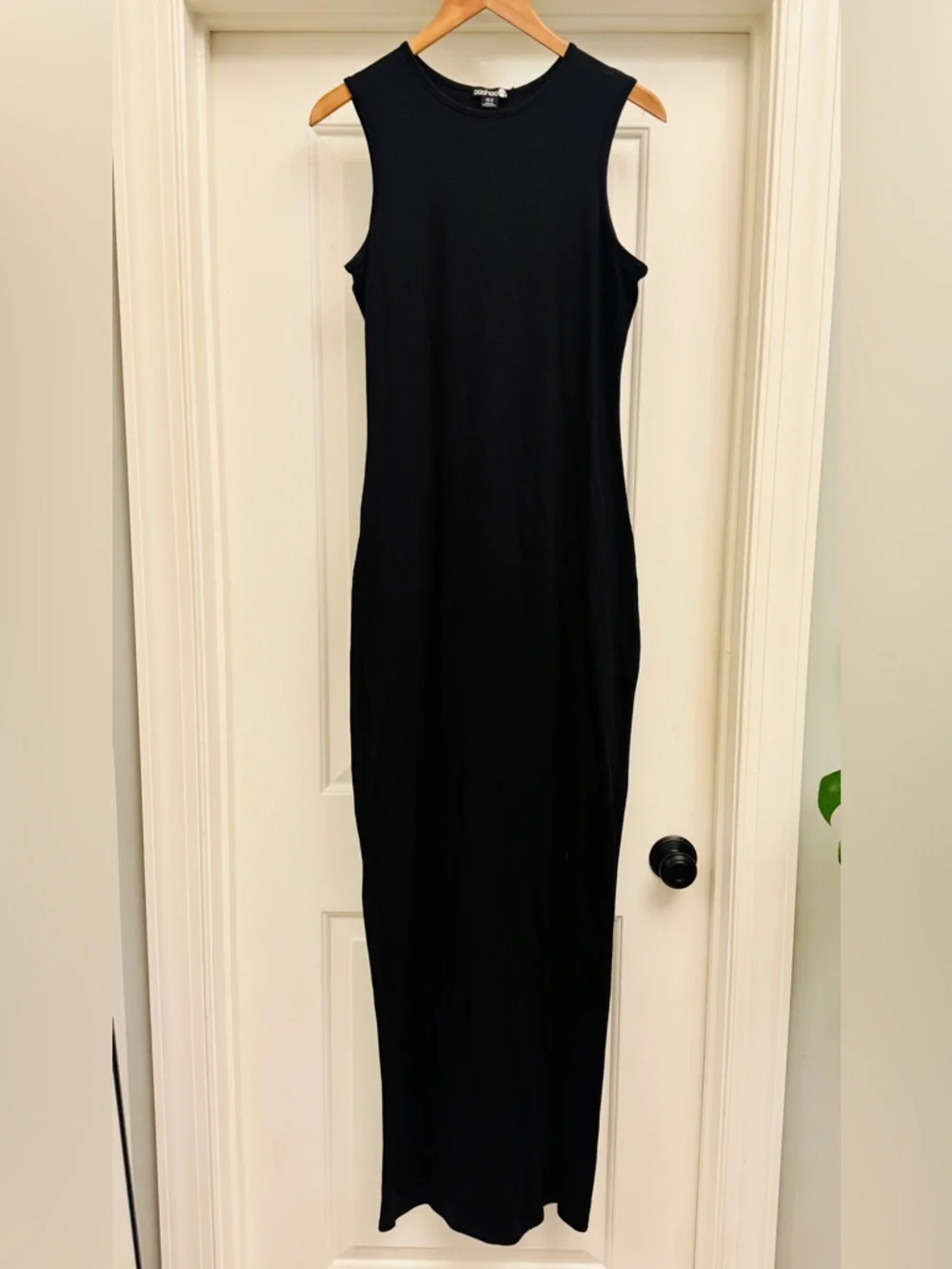 NWT Boohoo | Tall Basic Cotton Blend Scoop Neck Black Maxi Dress Size 10 Tall - Picture 5 of 13